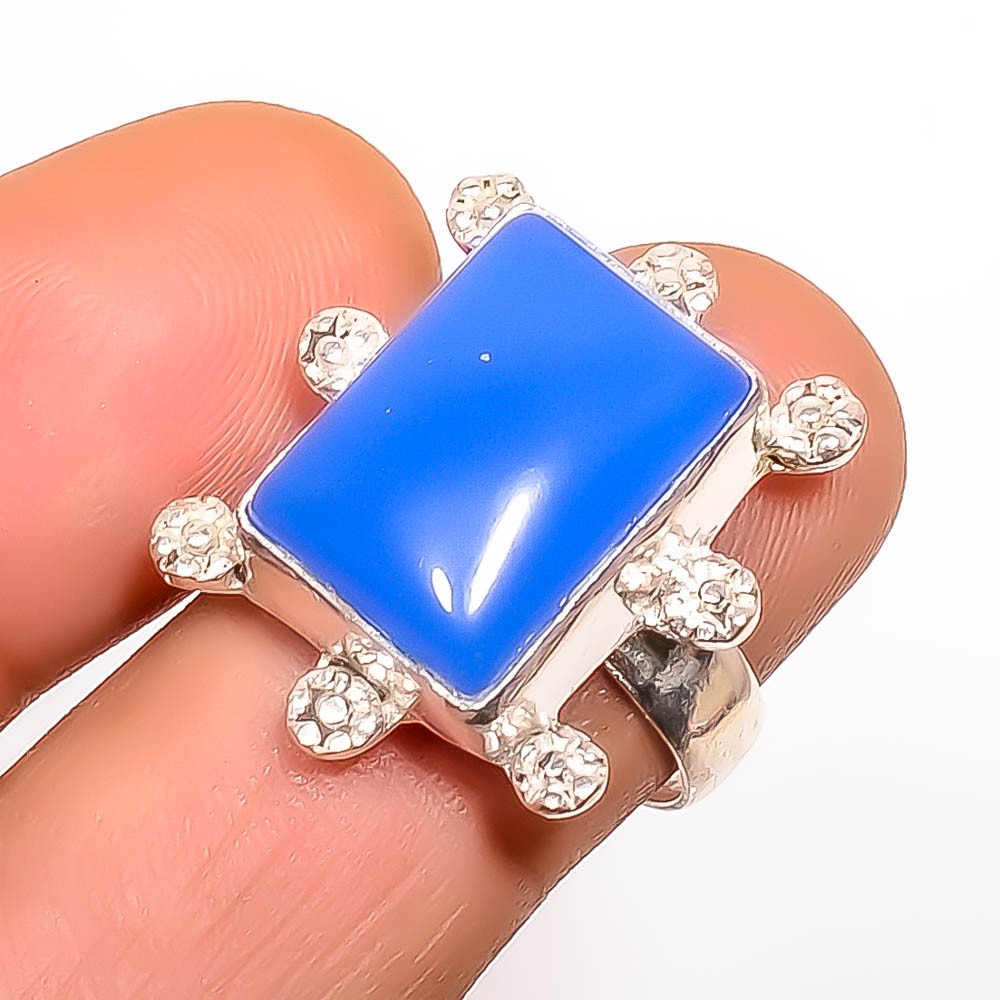 Chalcedony Gemstone 925 Silver Plated Ring s.8 TR7508-1758