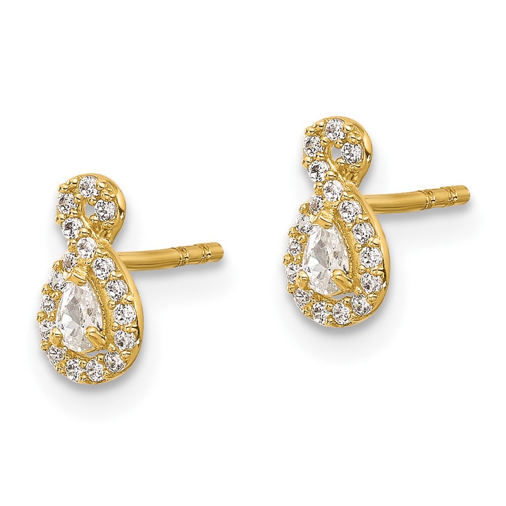 8.1mm 14K Yellow Gold Polished CZ Infinity Post Earrings