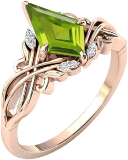 2carat Womens Engagement Ring,Kite Cut Peridot Gemstone Wedding Ring for Women