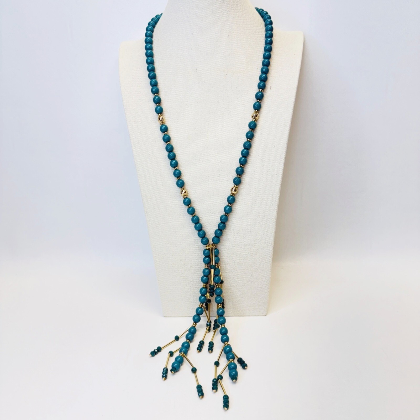 Zenzii Y-Drop Necklace Artsy Beaded Gold-Tone Long Length