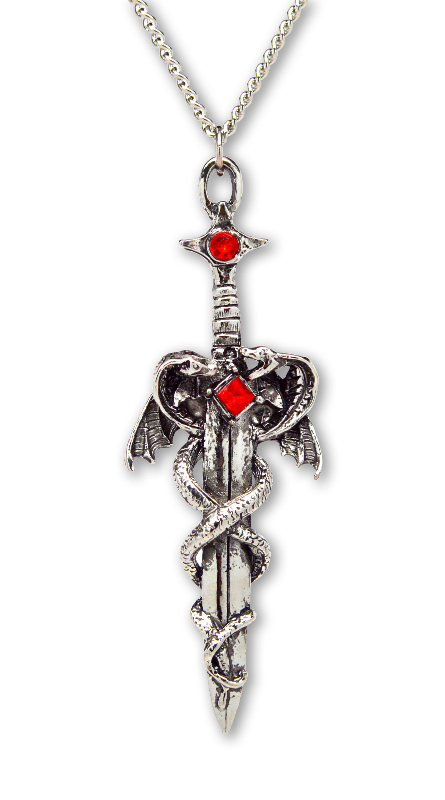 Dragons Wrapped Around Sword Medieval Renaissance Pendant Necklace NK-414