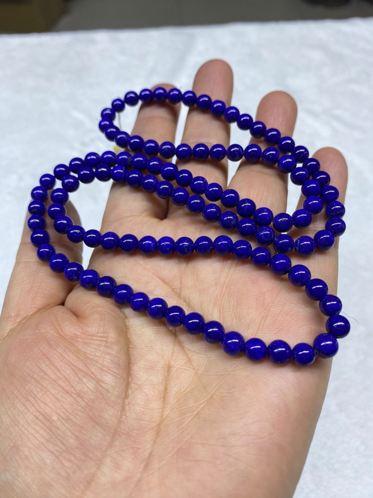 5.8mm Natural Blue Lapis Lazuli Gemstone Stretch Beads Bracelet