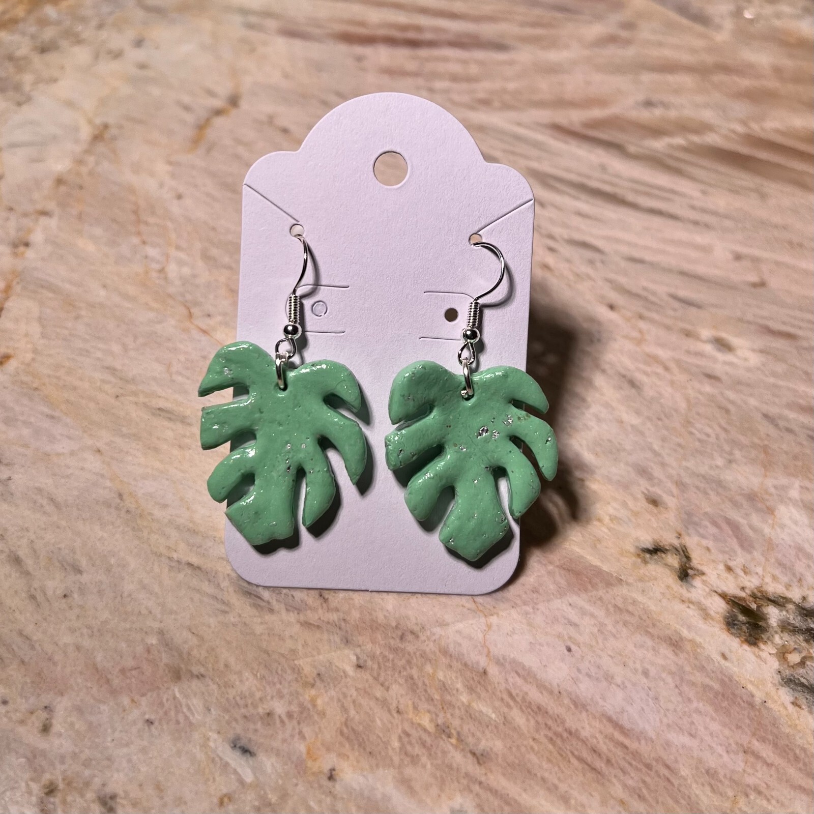 MONSTERA CLAY EARRINGS HANDMADE, GLAZED GREAT GIFT IDEA (SELECT FROM PHOTOS) #2