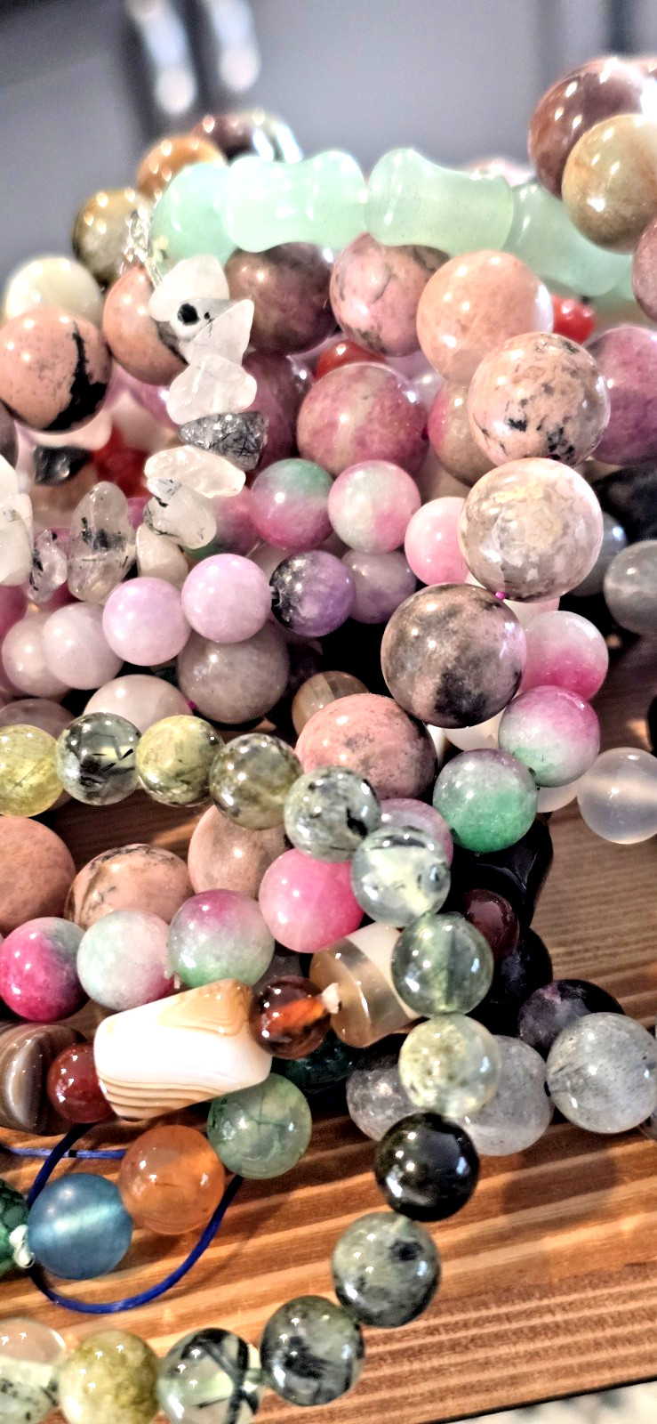 Genuine Crystal Stretch Bracelet Set of 3 8mm Round Natural Stone Healing Bead