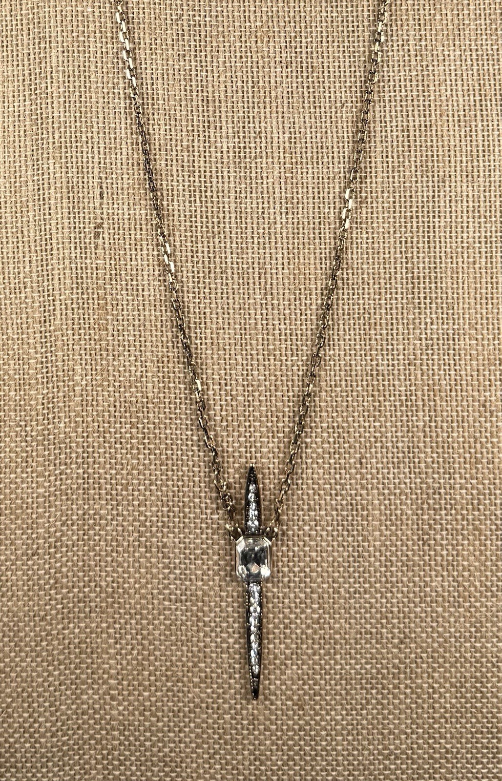Plunder Damien Clear Rhinstone Gold Tone Necklace Classy Casual Formal