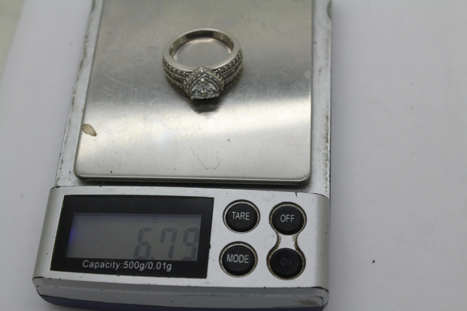Signed .925 S.S. Heart Cut CZ w/ acc. HEART HALO ring size 8 #