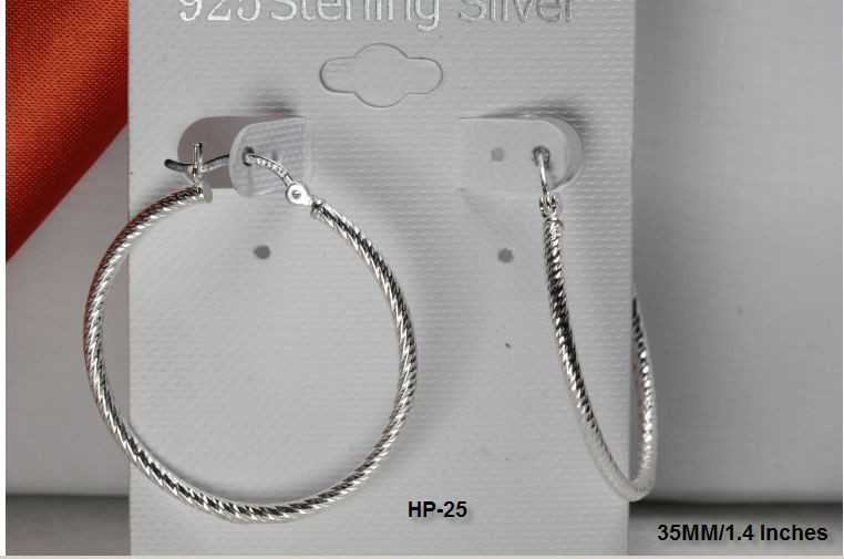 1.37″ BRAND NEW STERLING SILVER 925 35MM ROUND LIGHT WEIGHT HOOP EARRINGS