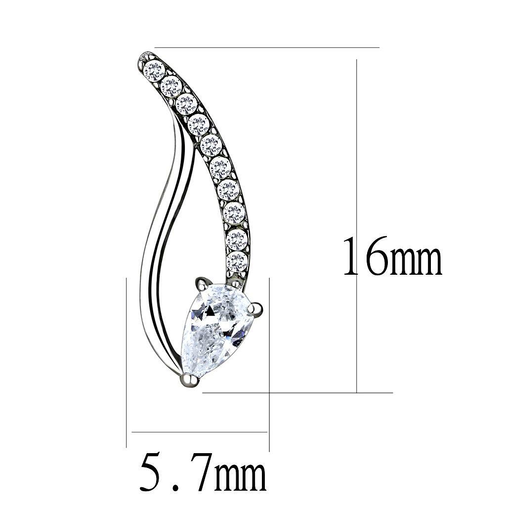 DA185 – High polished (no plating) Stainless Steel Earrings with AAA Grade CZ