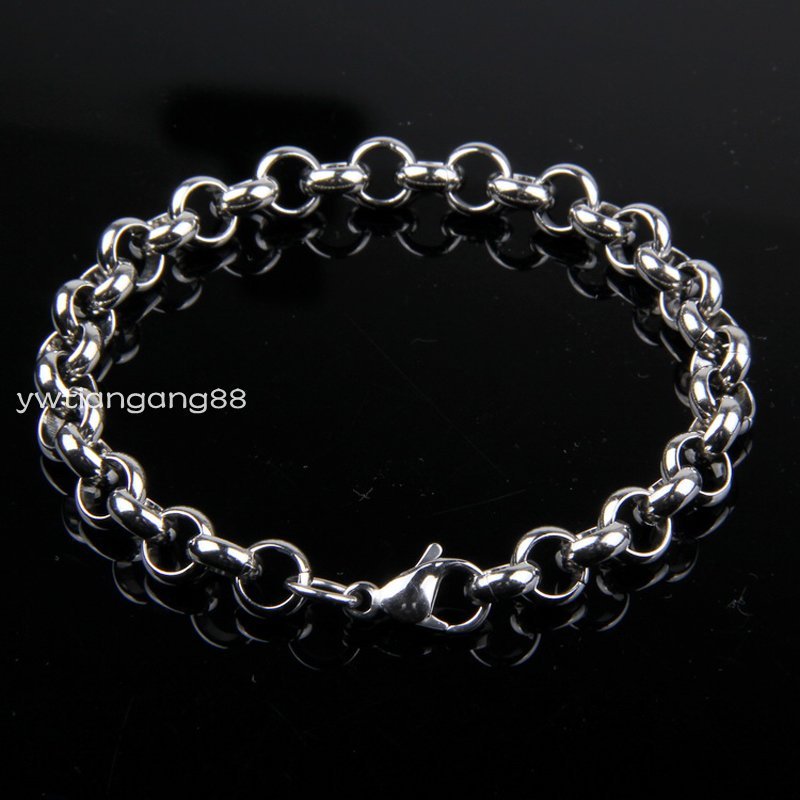 7-11″3.5/4.7/6/8mm Women Men’s 316L Stainless Steel Silver Rolo Chain Bracelet