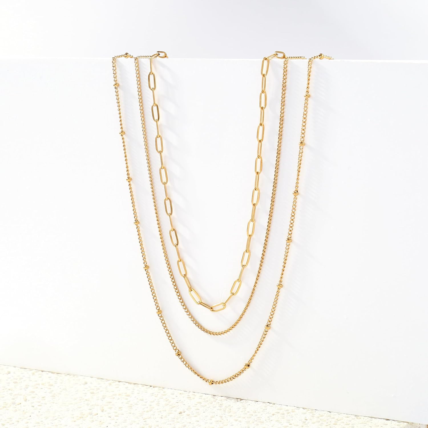 Waterproof Gold Necklace Layered Necklaces for Women Non Tarnish,14K Gold Plated