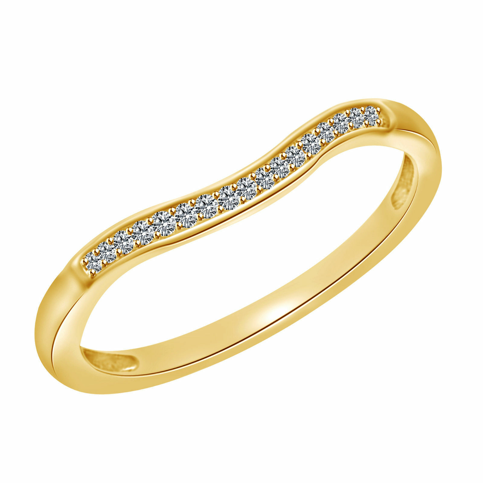 0.15 Ct Round Cut Simulated Diamond Yellow Gold Plated Anniversary Band Ring