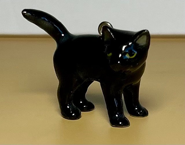 Little Critterz Jewelry – Black Cat Necklace – Pendant Porcelain Jewelry Vintage
