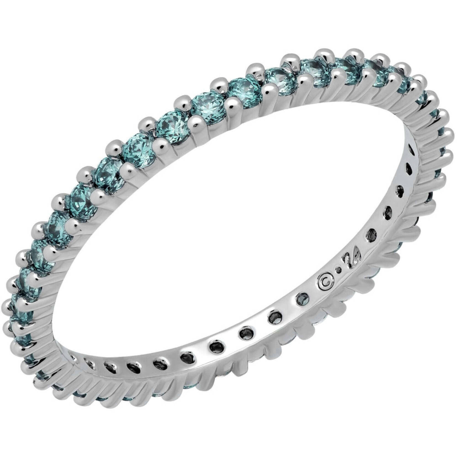 Swarovski Women’s Ring Vittore Rhodium Plated Blue Crystal Pave, Size 9 5221404