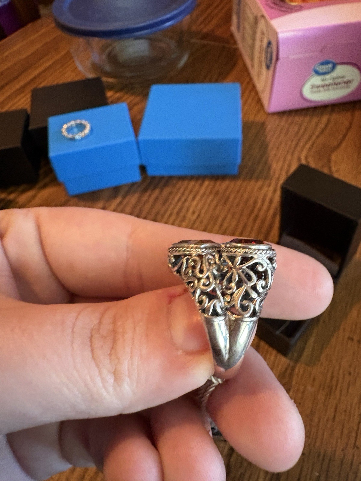 Samuel B STERLING SILVER THREE STONE AUTUMN RING
