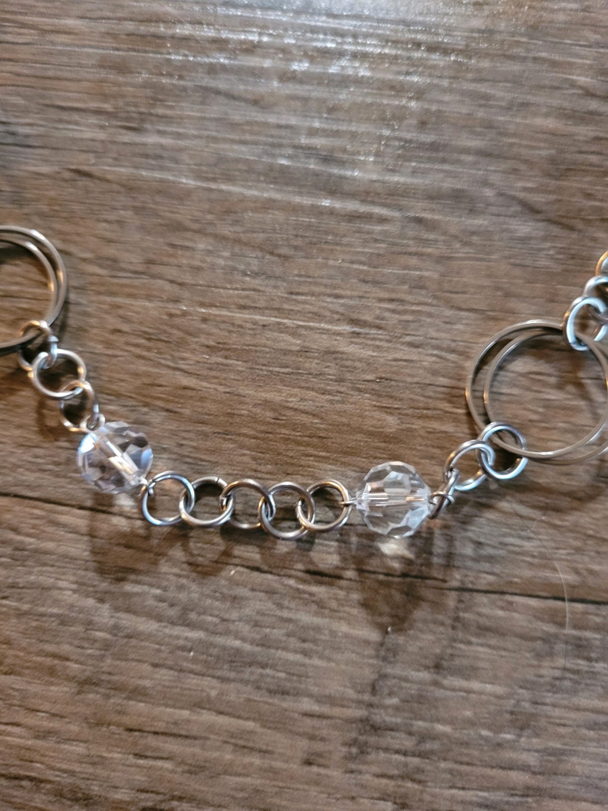 Silver Tone Crystal And Round Link Chain Lobster Clasp Women’s Fashion Jewelry
