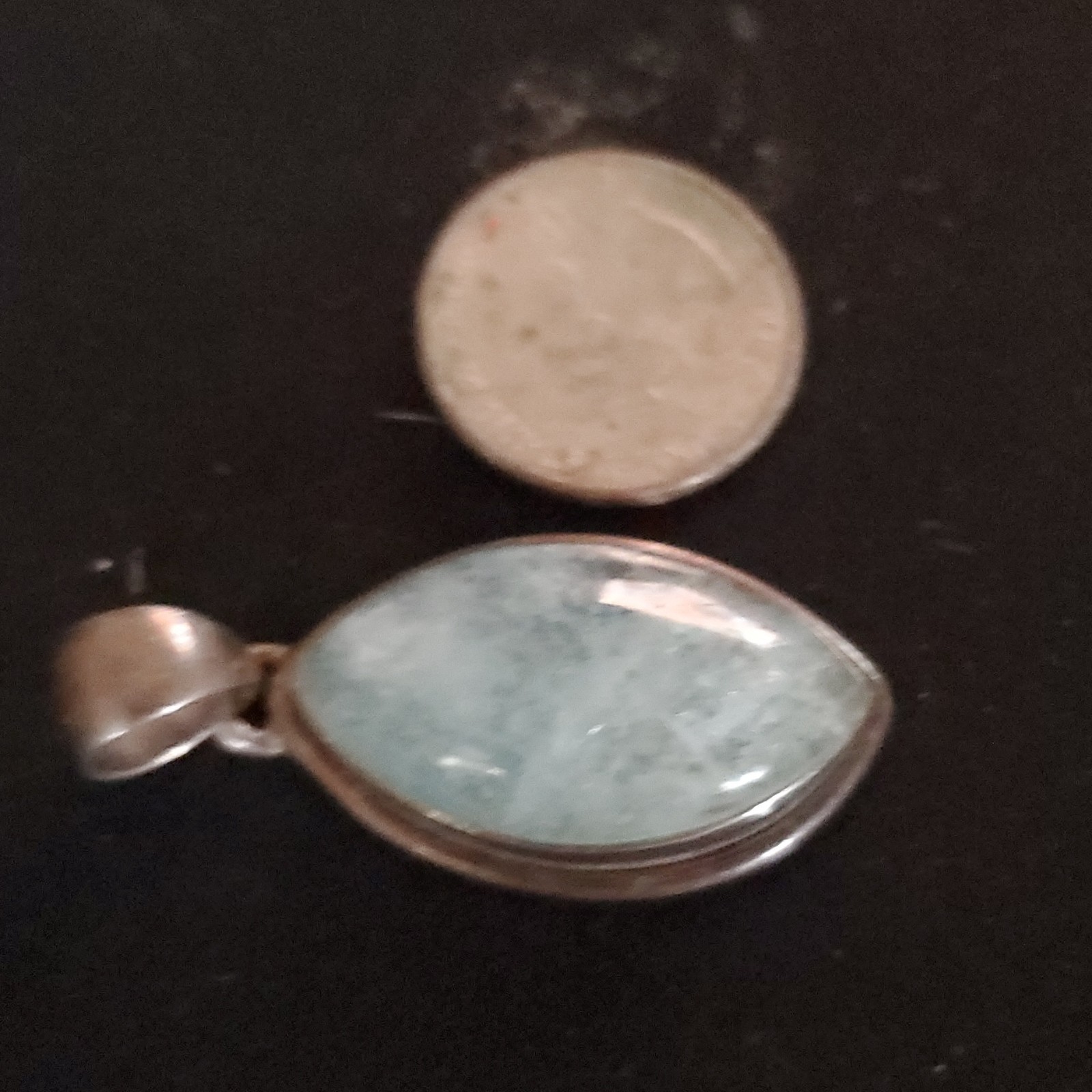 Sterling Silver Blue Stone Bezel Set Pendant, Very Nice Piece.