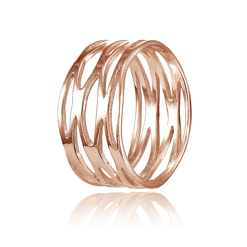 Rose Gold Flashed Sterling Silver High Polished Multi Wrap Band Ring, Size 8