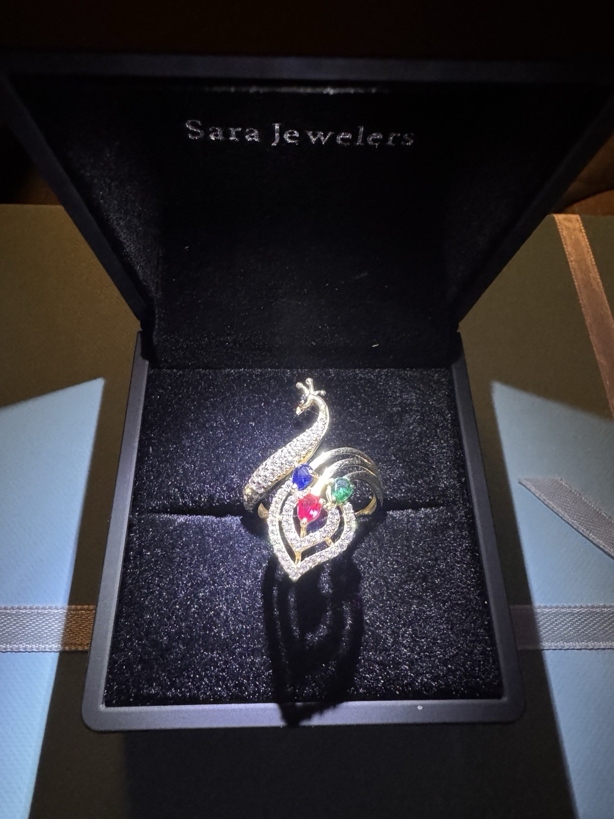 Solid 14k Yellow Gold Peacock Ring 2.8 Grams 7 Size