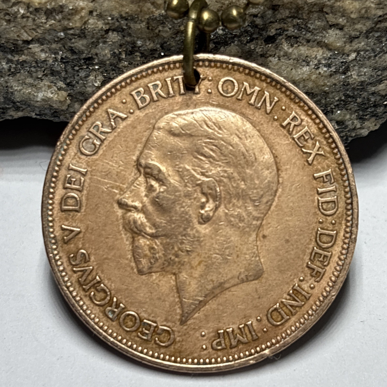 1936 United Kingdom Large Penny Great Britain Coin Pendant. 🎁 Wear History!