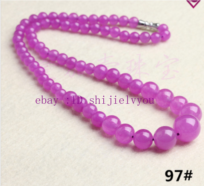 Natural 6-14mm Multicolor Gemstone jade jewelry necklace 17.5 inches