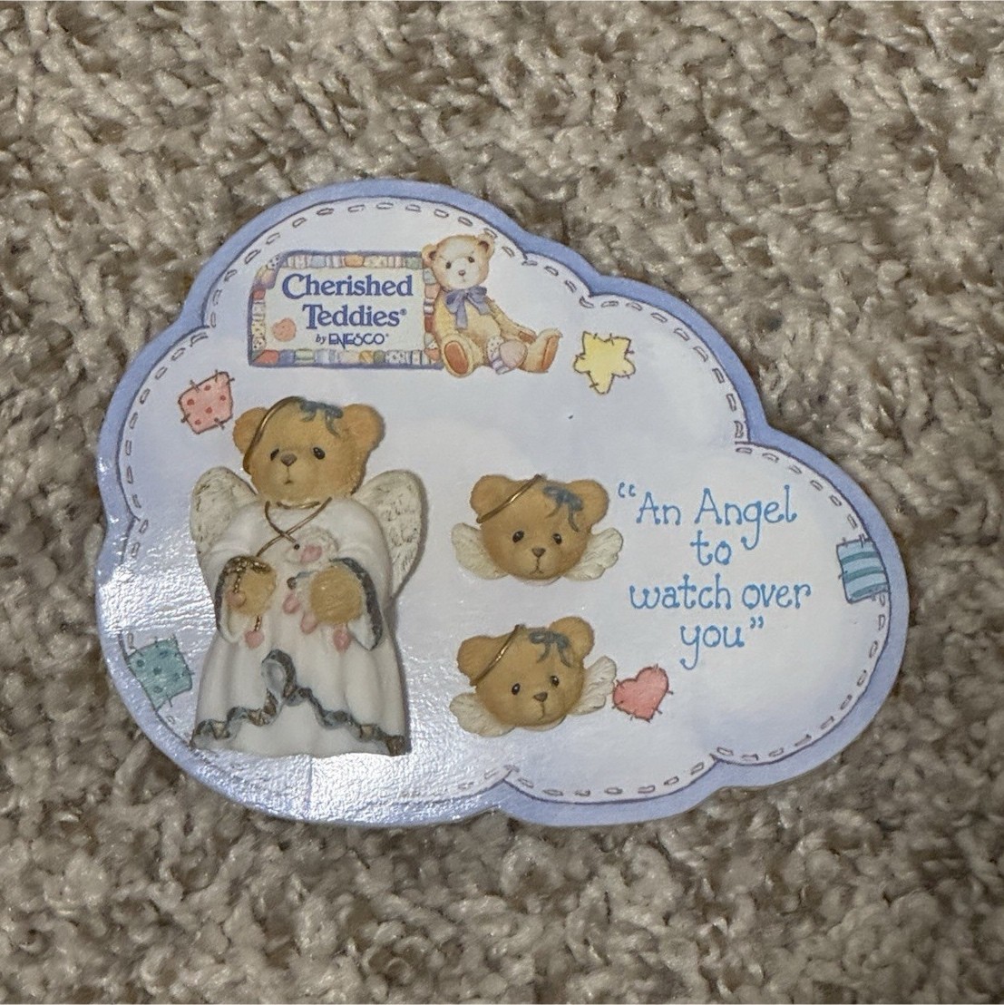 Cherished Teddies Angel Teddy Bear Pin and Earring Set Vintage 176273