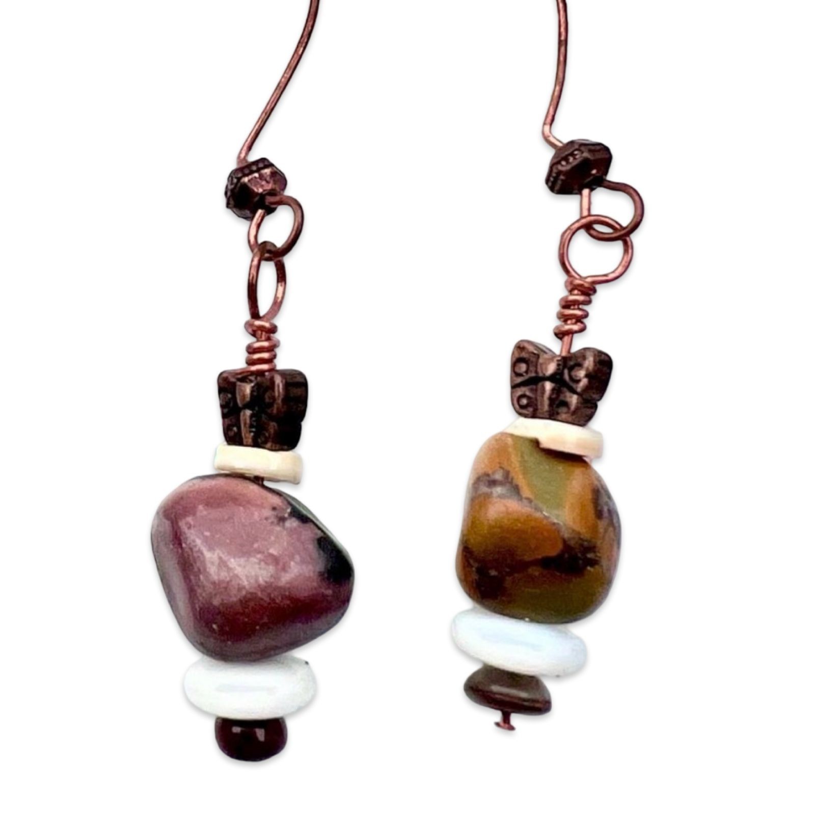 Earring Lot 3 Pairs Beaded Dangle Drop Boho Stone
