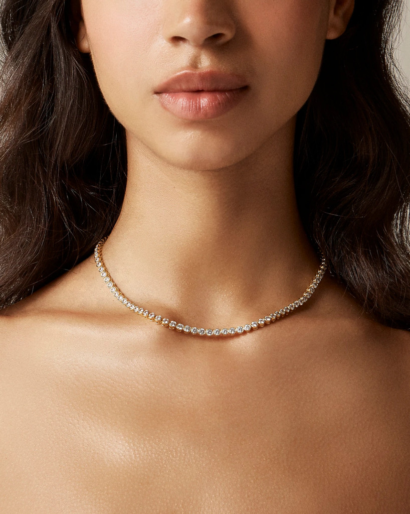 NWT J.Crew Round cubic zirconia bezel-set tennis necklace