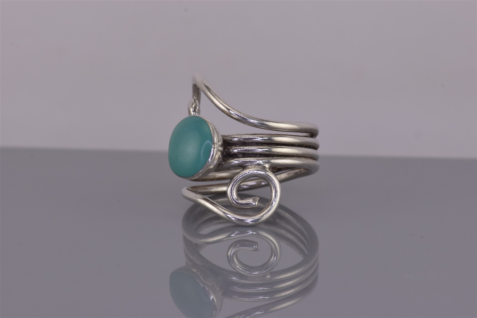 Sterling Silver 26mm Blue Turquoise Spiraled Wrap Around Band Ring 9g 925 Sz: 8