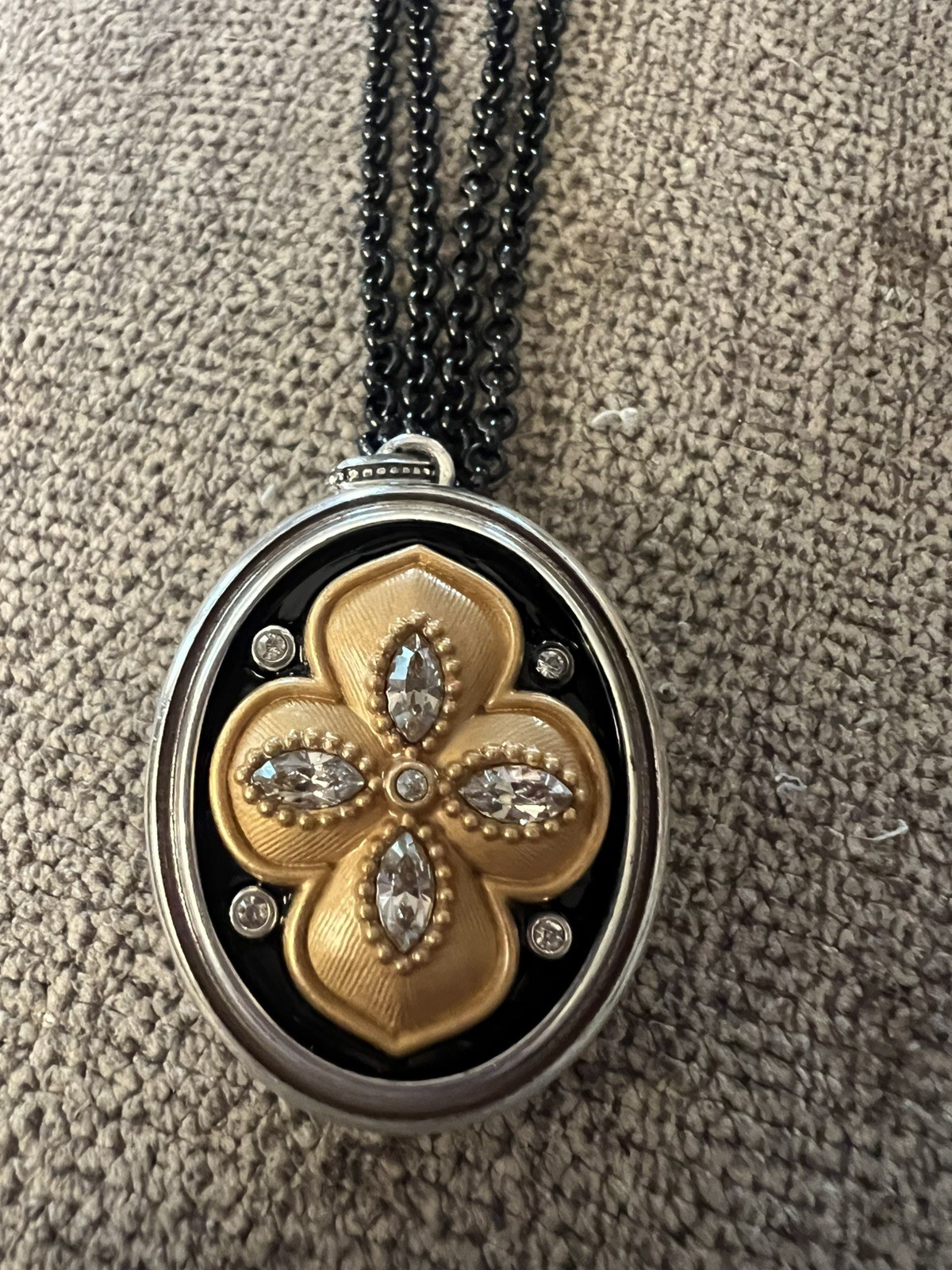 Brighton Necklace MONARCH DREAM Convertible Locket NWT List $138 Black Chain!