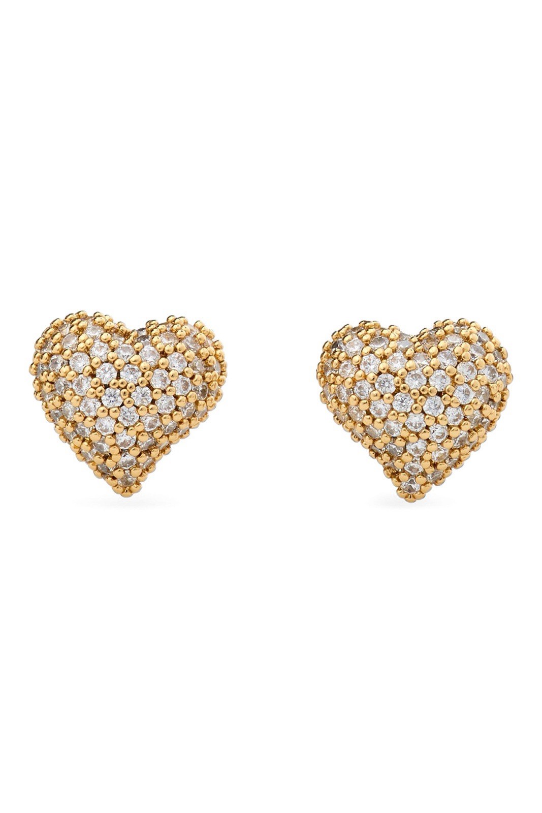 Kate Spade New York Amour Heart Pavé Stud Earrings Clear/Gold Tone Studs ($58)