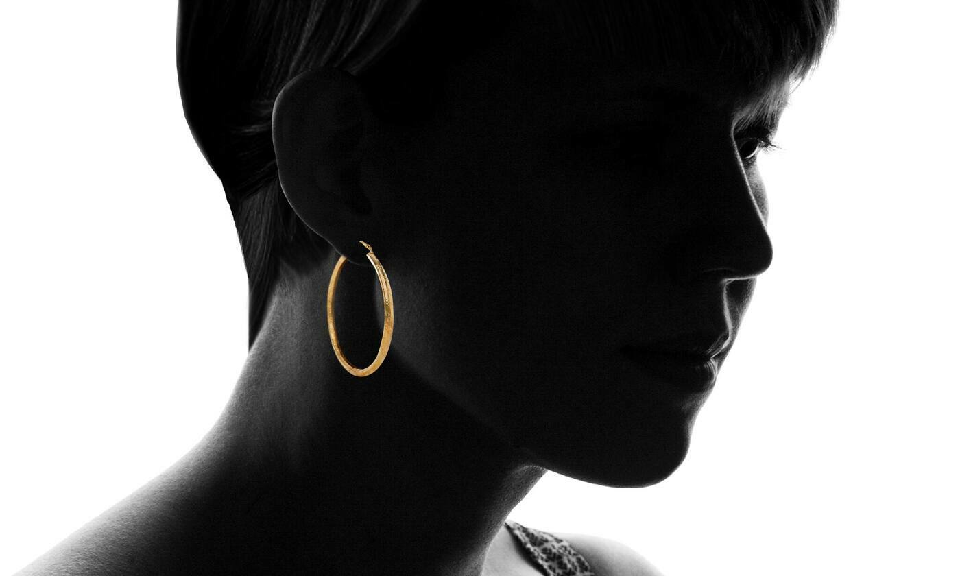 Nina & Grace 50mm, 60mm & 70mm Textured 3- Pair Hoop Earring Set Brass NEW
