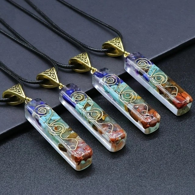 7 Chakra Orgone Pendant Energy Healing EMF Protection Pendant Unisex Necklace
