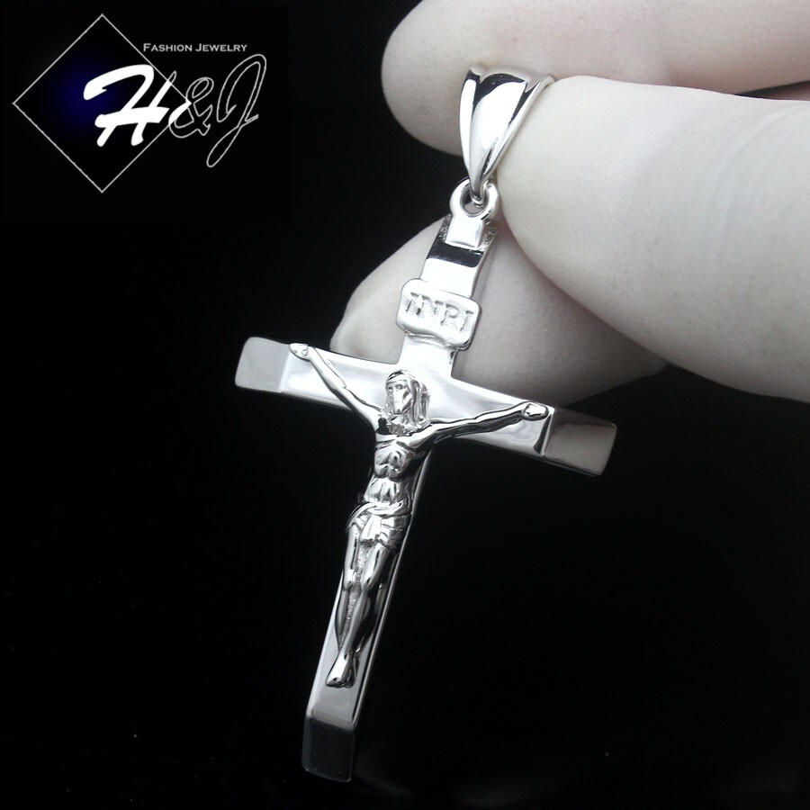 MEN WOMEN SOLID 925 STERLING SILVER JESUS CHRIST CROSS CRUCIFIX PENDANT*SP484
