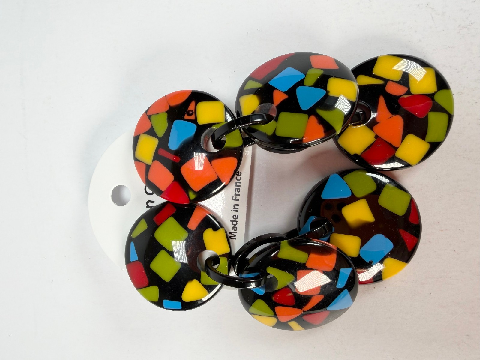Marion Godart Confetti “Pendentif Triple Art Deco Pendant Resin Clip On Earrings