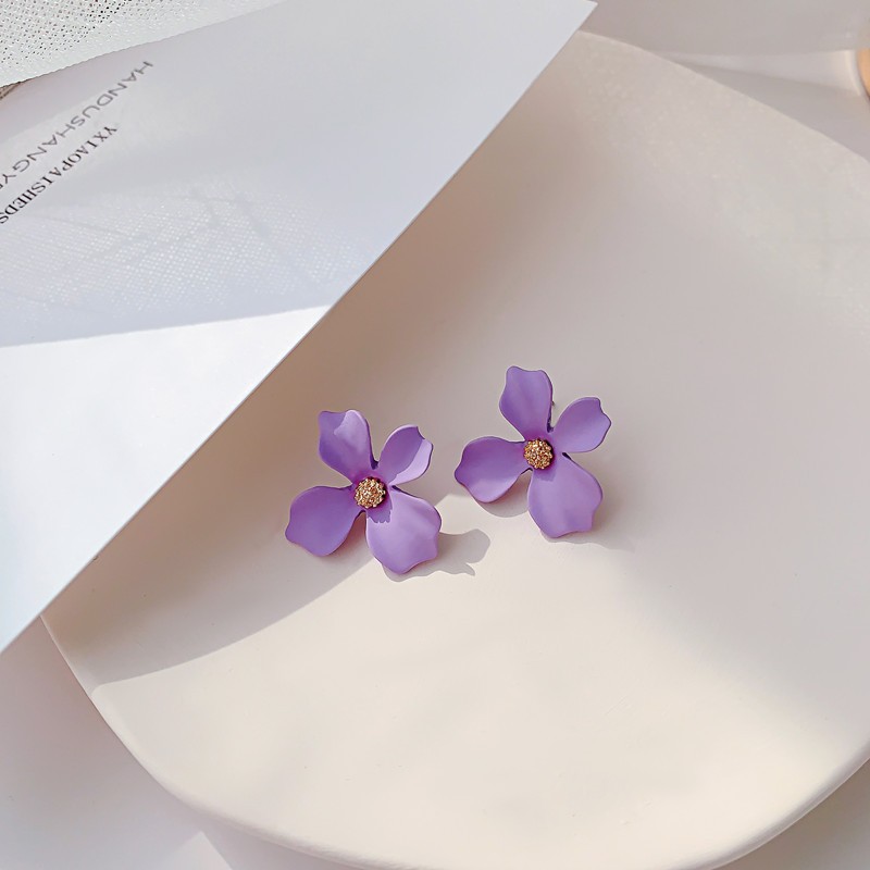 New 5 Pairs Trendy Flower Stud Earrings Minimalist Colorful Jewelry Party Gift