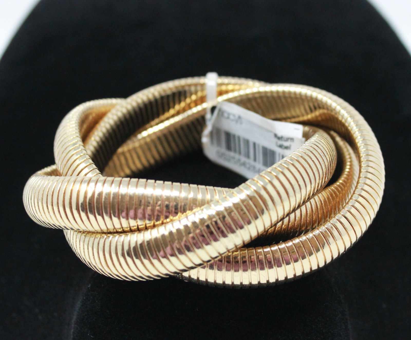 New Gold Triple Wide Large Tubogas Cobra Snake Omega Stretch Bangle Bracelet