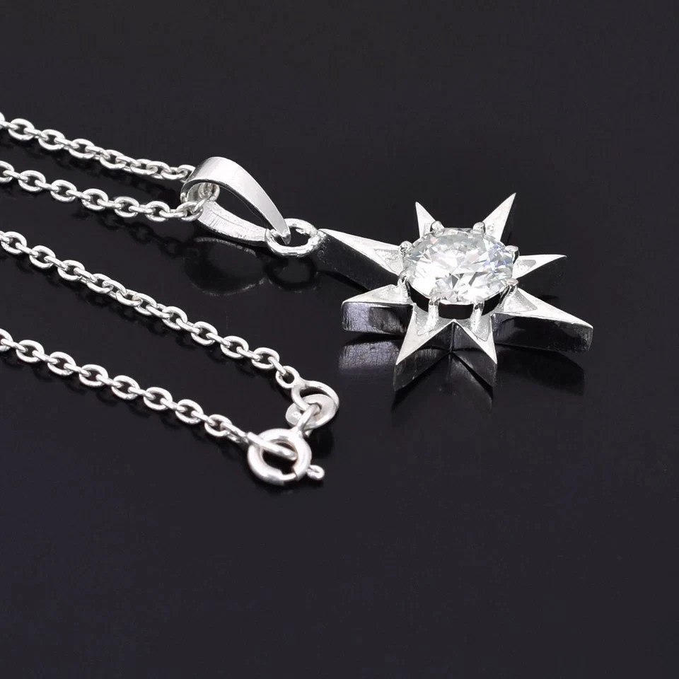 Gorgeous 3.30 Ct White Diamond Solitaire Pendant In 925 Silver, Treated