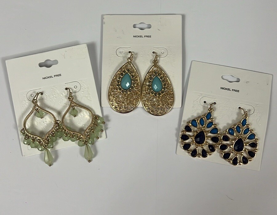 Target 3 Pairs Statement Earrings Bundle Nickel Free New With Tag