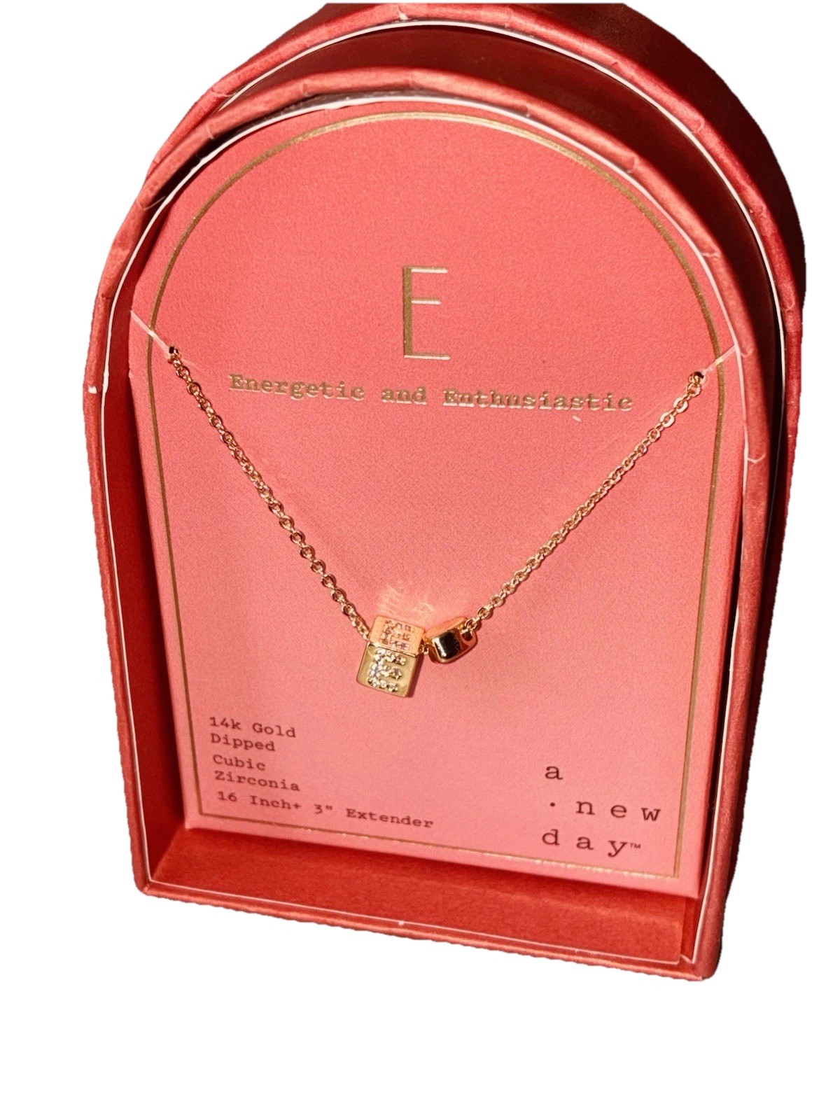 Choose! Gold Cube, Diamond “Letter” Heart Charmed Necklaces “A New Day” Gold Dip