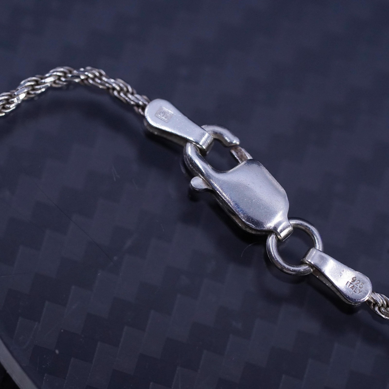 18” 1.6mm, vintage Italian AGI sterling silver 925 rope chain necklace