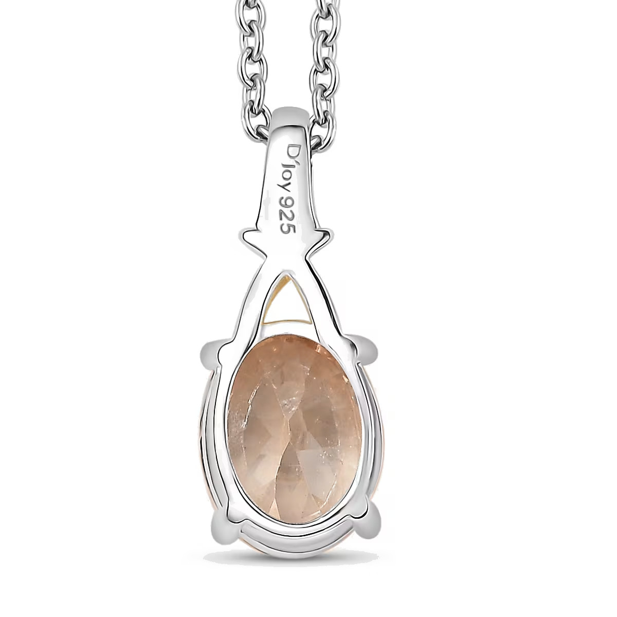 Oval Champagne CZ Pendant 14K YG over Sterling Silver 3.00ctw w/ 20″ Chain NEW