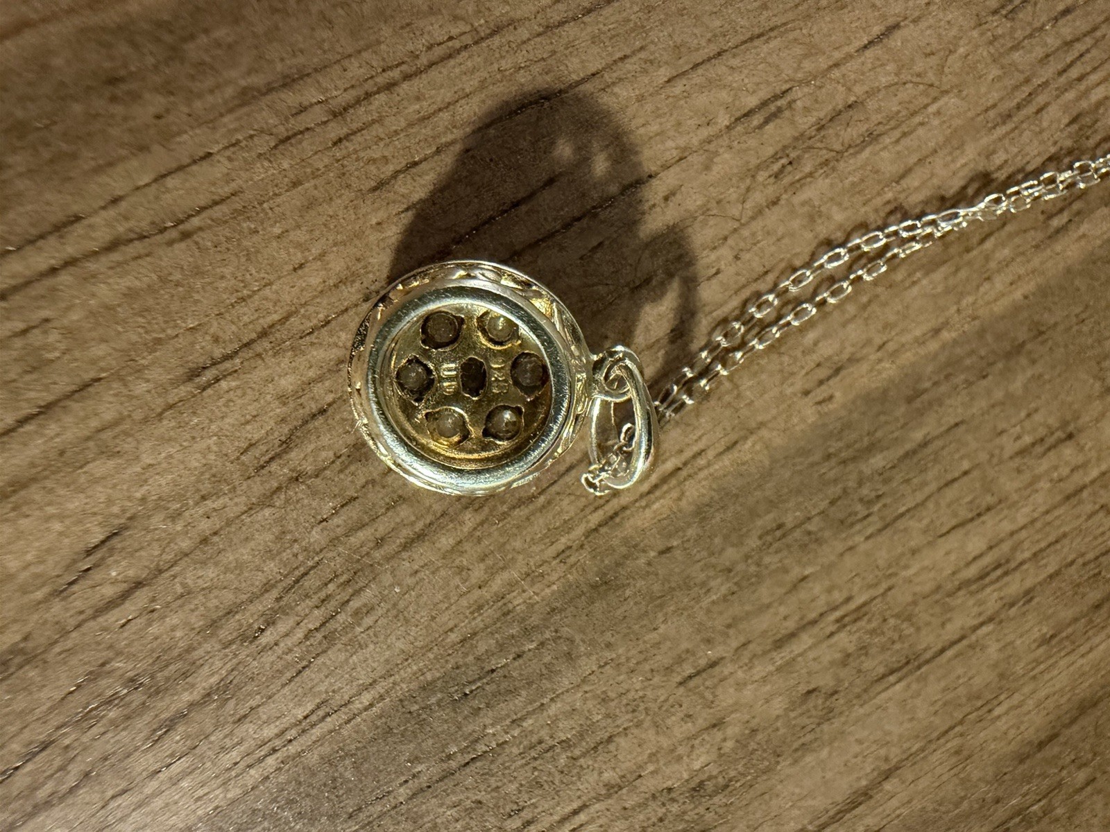 Gold Plated Over Silver (925 Marked) Women’s Pendant Necklace With Diamonds