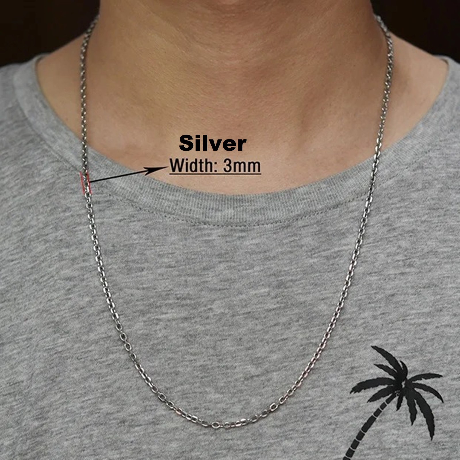Chains Rolo Belcher Waterproof necklace stainless women men, Silver gold color