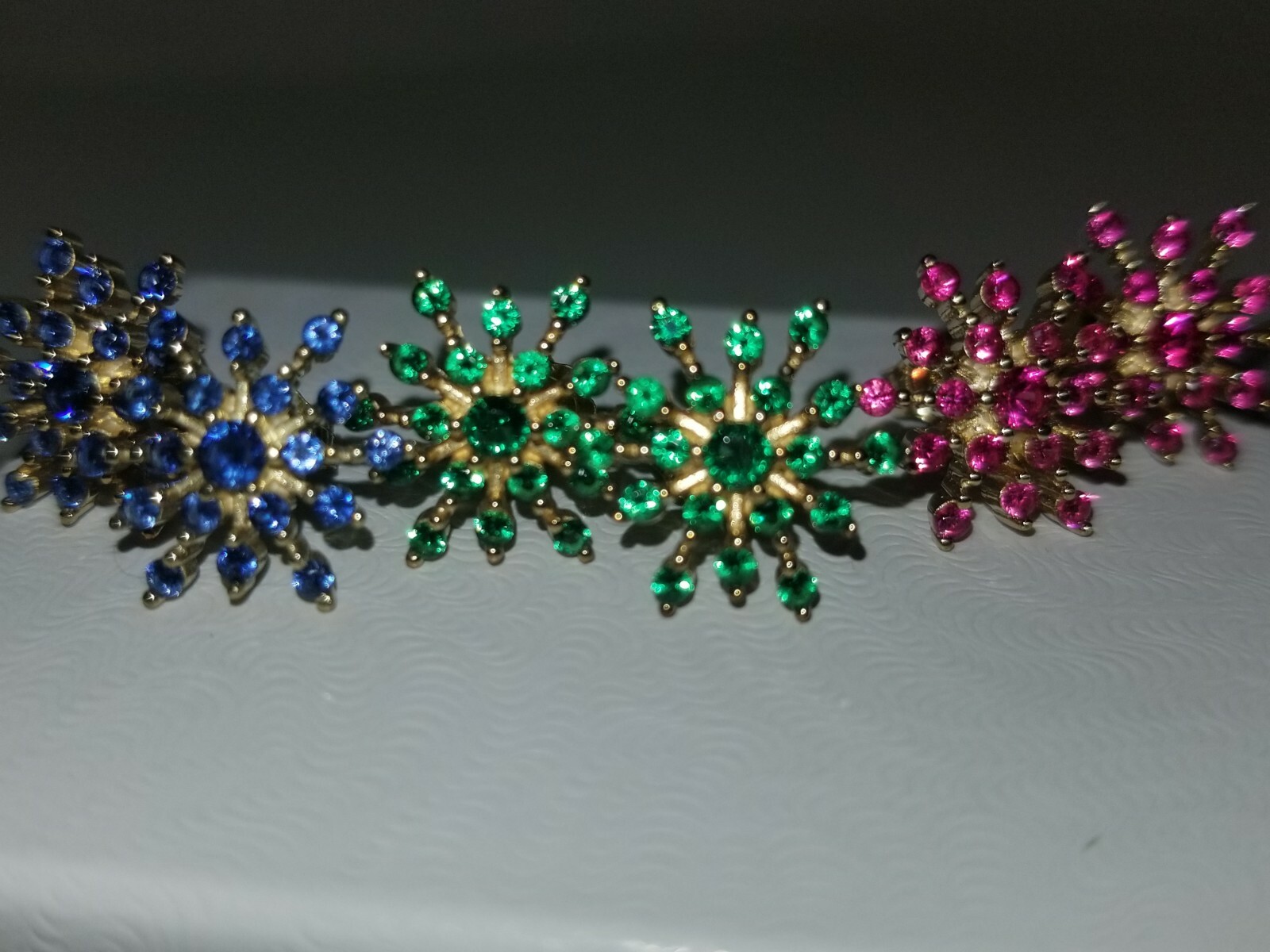 Gold Plated Sterling Silver Earrings with Lab Created Emerald, Sapphire or Ruby