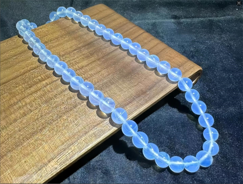 High quality Lab-Created AAAA+ White Star Sapphire Round Bead Necklace 8mm 10mm