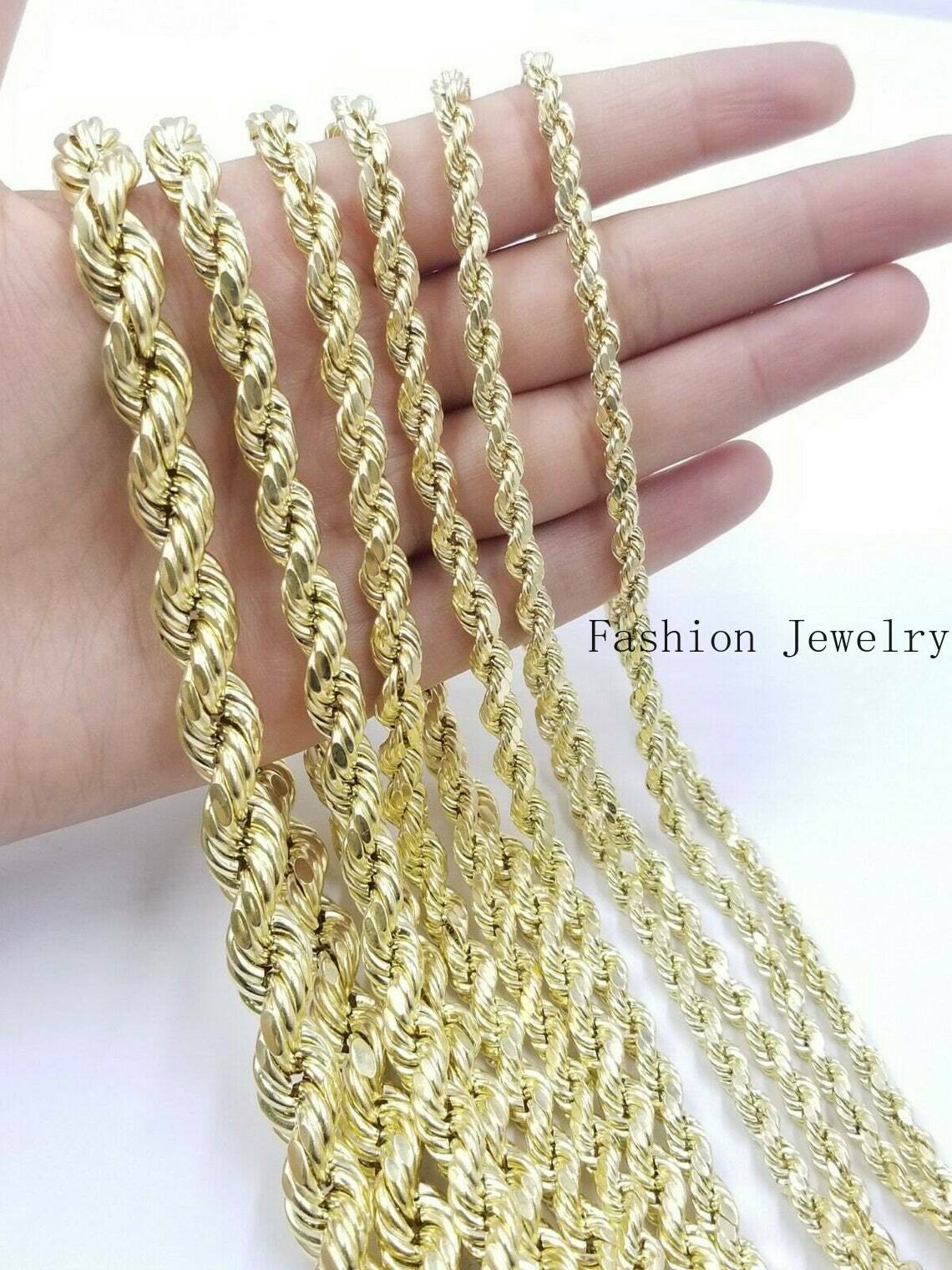 10k Yellow Gold Rope Chain Necklace 18″-30″ Men Women 4mm-10mm Real Gold Sale