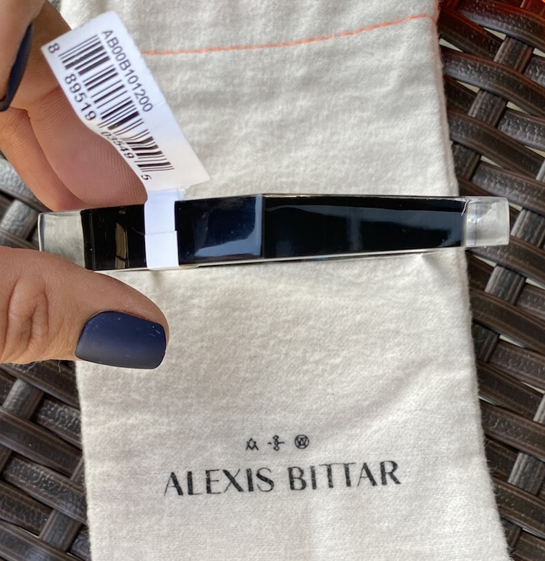 100% Authentic ALEXIS BITTAR ASYMMETRICAL PENTAGON Black Lucite BRACELET