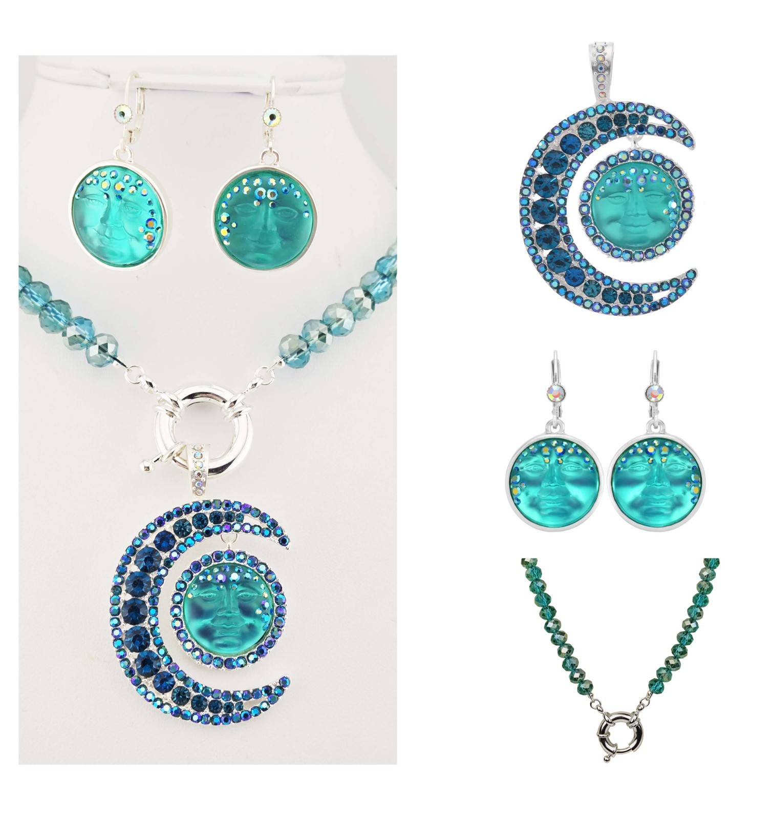 Kirks Folly Moondust 18mm Goddess Seaview Moon Foldover Pendant ST/3 pc #86