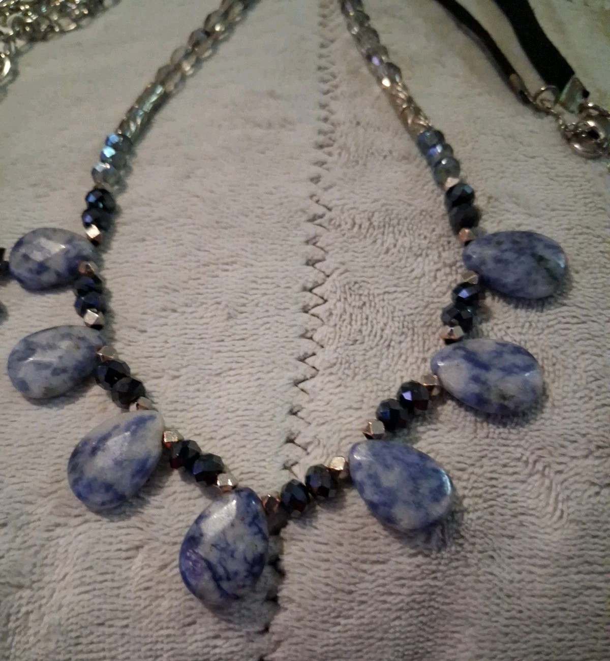 NWT NY & Co C 1946 Blue Statement Necklace Set Fringe Bib Teardrop Bead Lot 2pc