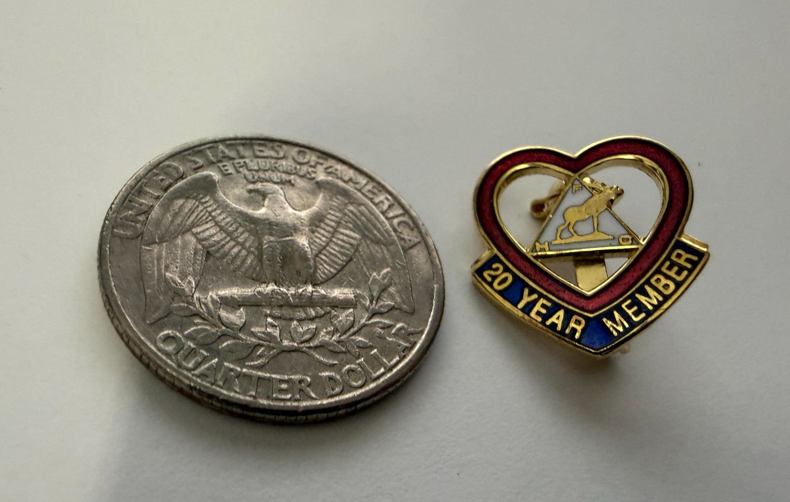 Moose Lodge type vintage pin or tie tack. S/H included. 20 year Membership pin